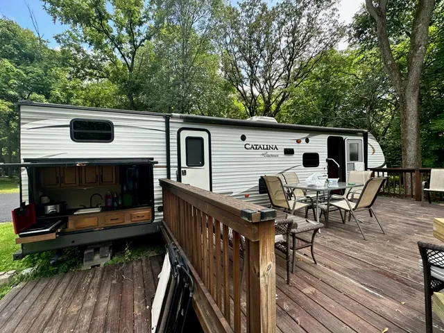 a view of a deck with a patio