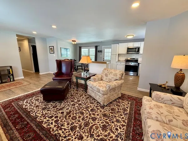 a living room with furniture and a couch