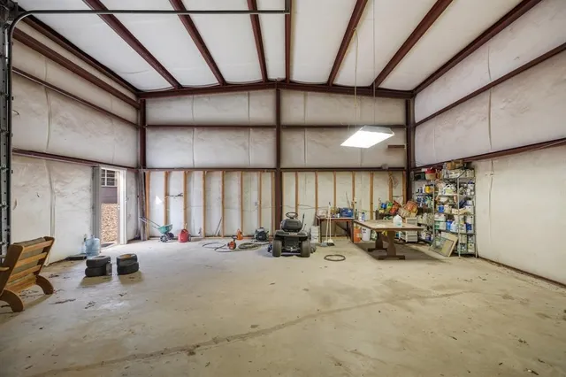 a view of a garage with furniture