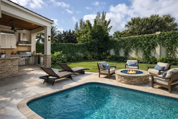 a view of a patio with a patio