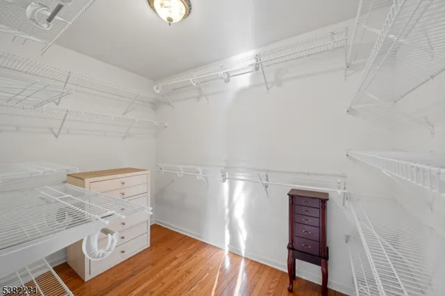 a view of a room with racks on the wall