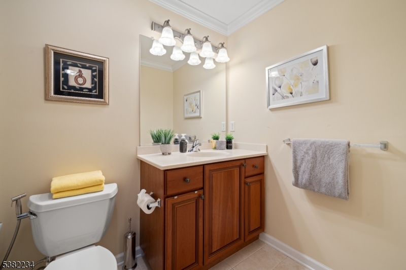 26 Chestnut Court Cedar Grove, NJ 07009 - Photo 32 of 43 a bathroom with a toilet a sink and mirror