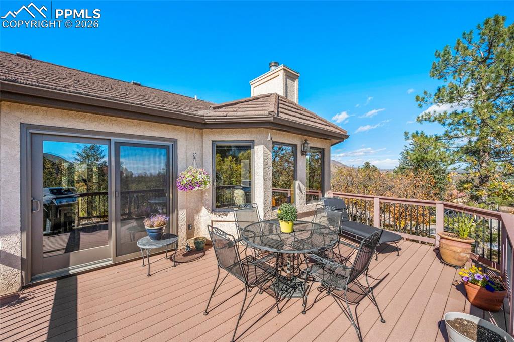 735 Pollux Drive Colorado Springs, CO 80906 - Photo 16 of 50 a view of a patio with couches potted plants and wooden floor