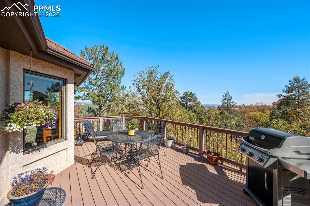 735 Pollux Drive Colorado Springs, CO 80906 - Photo 17 of 50 a view of balcony with furniture and potted plants