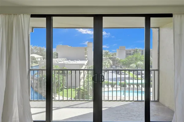 a view of a balcony with lake view