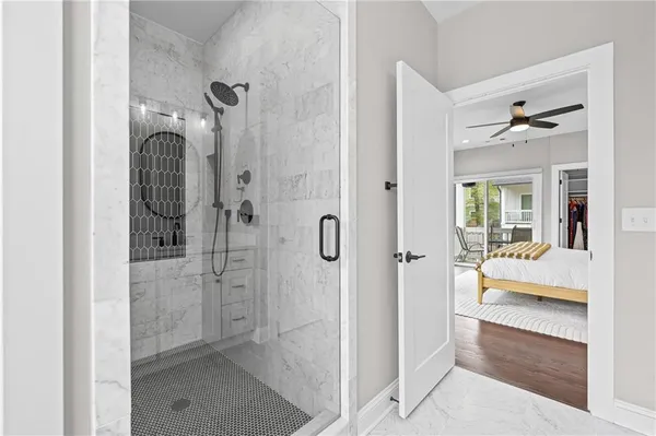 a bathroom with a shower