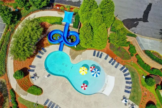 an aerial view of a house