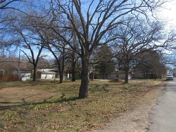 a view of dirt yard with a tree
