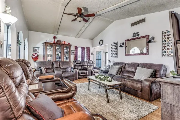 a living room with furniture