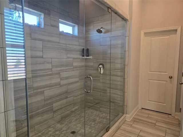 a bathroom with a shower