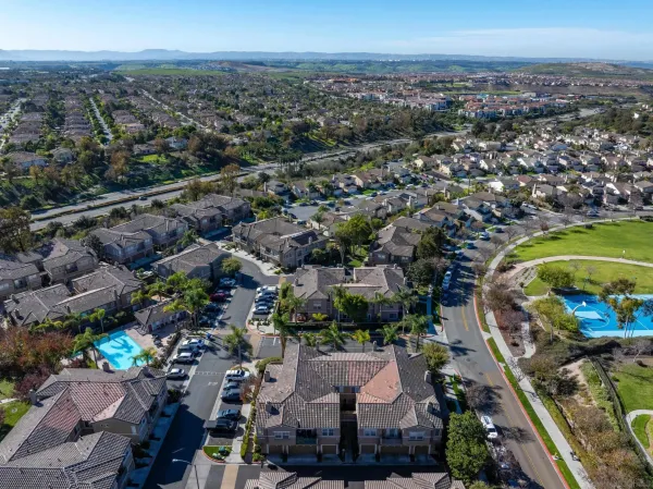 an aerial view of a city