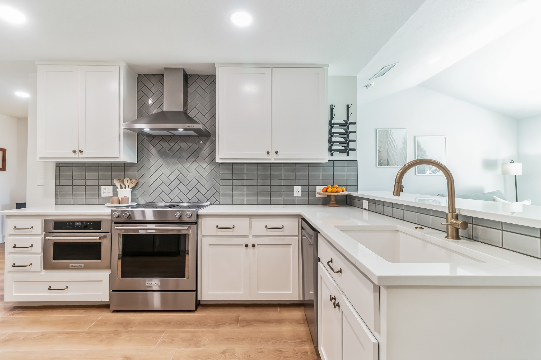 213 Clear Springs Road Georgetown, TX 78628 - Photo 6 of 33 Open Kitchen with Custom Cabinets, Quartz Countertops, Kitchen Aid Appliances, Rejuvenation Hardware and Much More.