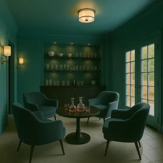 a view of an empty room with windows