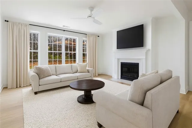 an empty room with windows