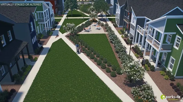 a view of a yard in front of a house