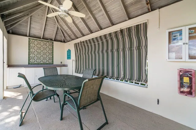 a view of an outdoor seating area