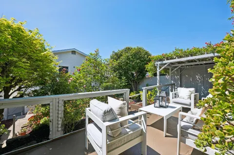 a view of an outdoor sitting area