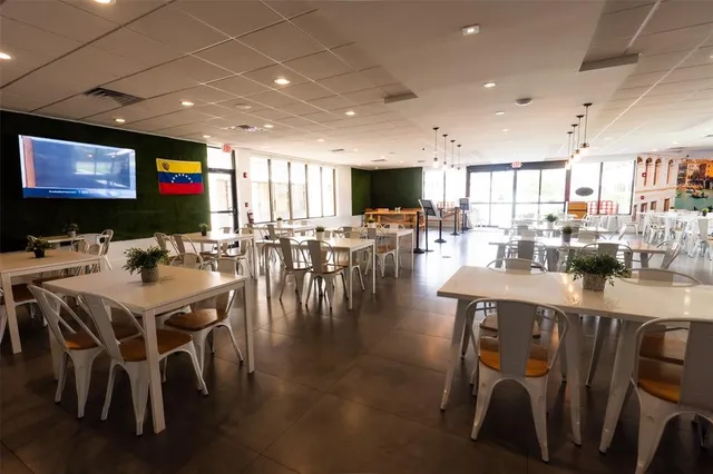 a view of a dining area with furniture