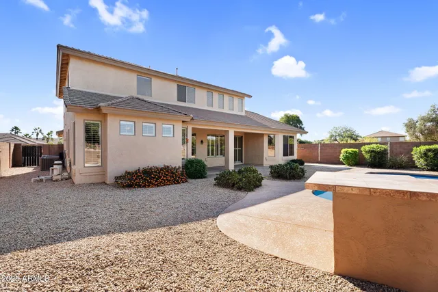 an aerial view of a pool