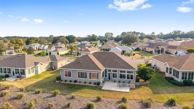 a view of a park and trees
