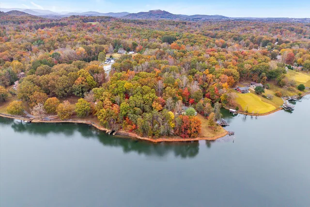 an aerial view of residential houses with outdoor space and swimming pool