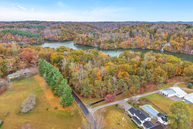 a view of a lake with a mountain in the background