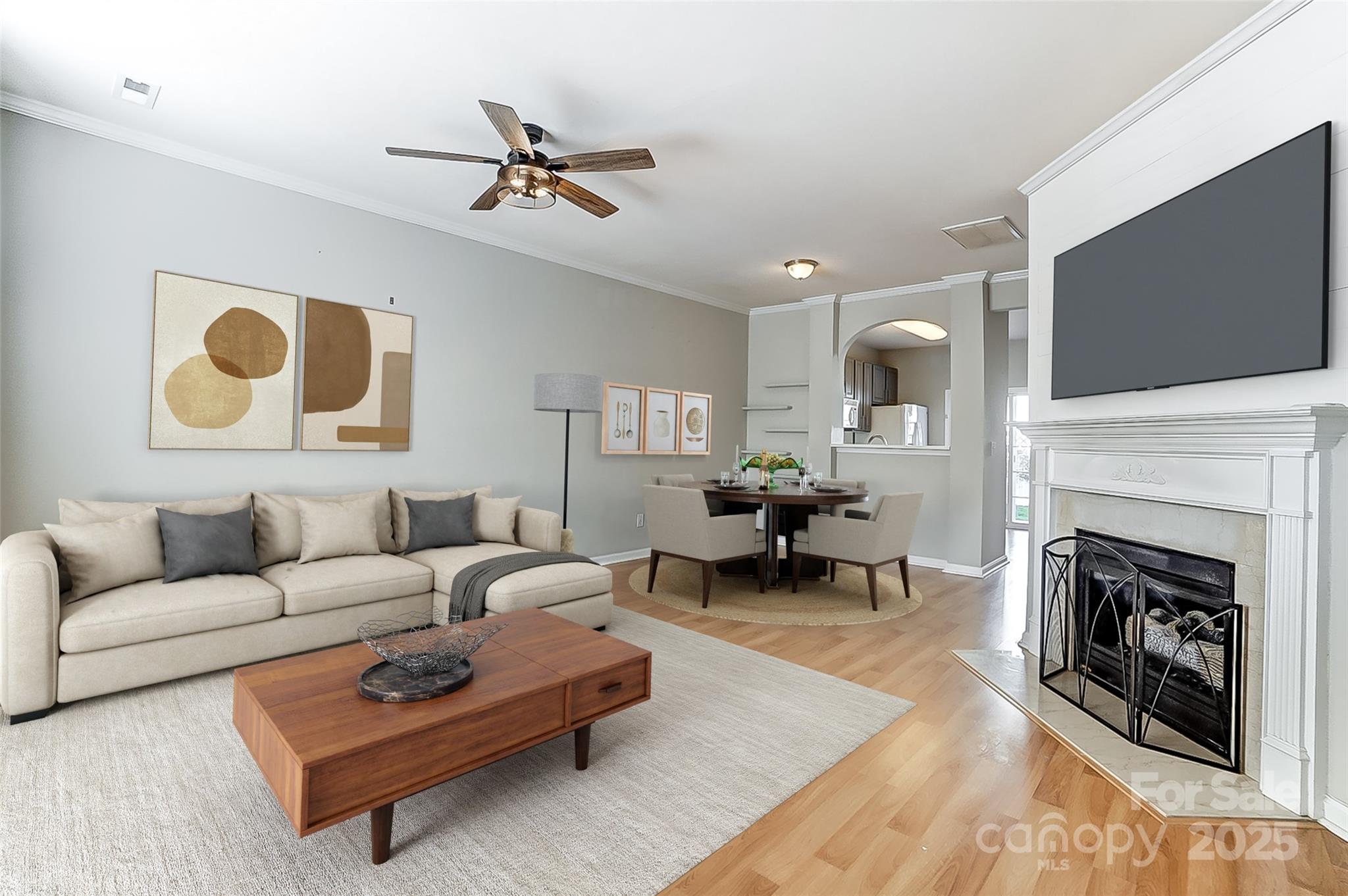 928 Azurine Circle Fort Mill, SC 29708 - Photo 5 of 33 a living room with furniture a fireplace and a flat screen tv