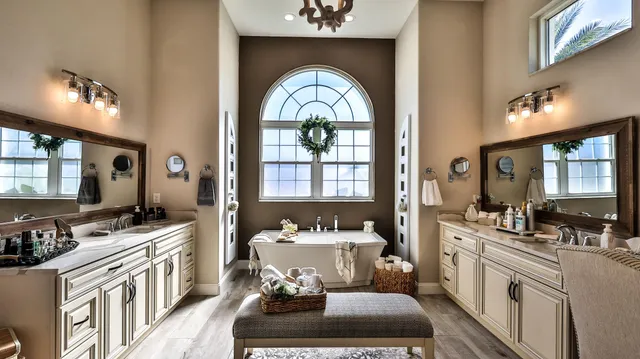 an aerial view of residential houses with city view