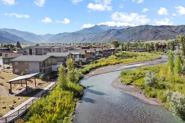 a view of a lake with a mountain