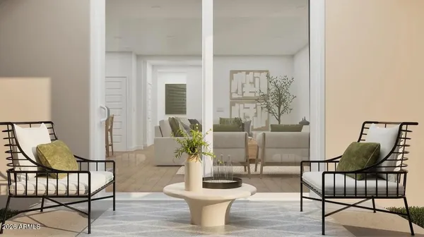 a living room with furniture and a window