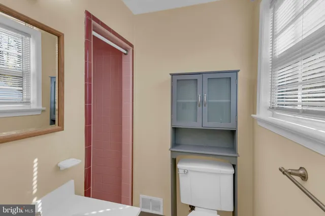 a bathroom with a toilet a sink and a window