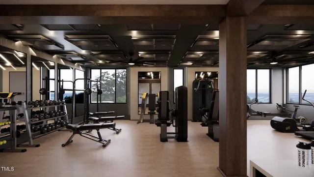 a view of a room with gym equipment