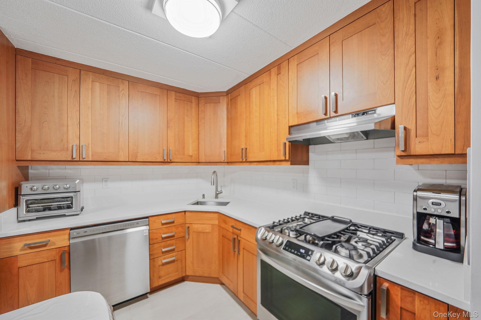 213-02 42nd Avenue, Unit 2A Queens, NY 11361 - Photo 8 of 24 a kitchen with stainless steel appliances granite countertop a stove a sink and dishwasher