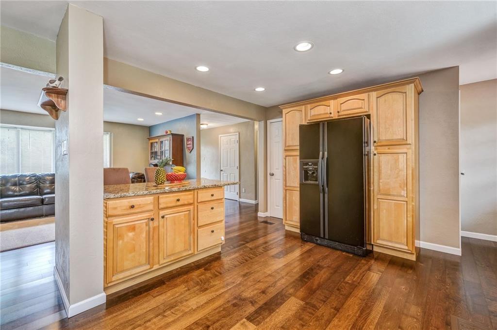 Three storage pantries and eating island!
