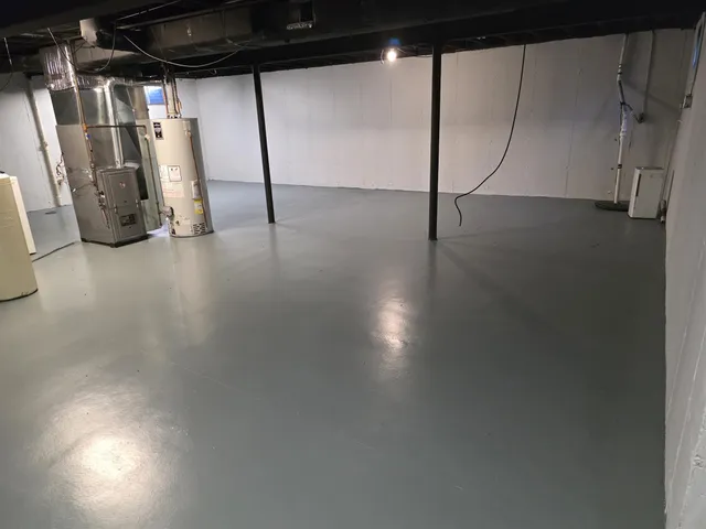 a view of a room with racks on the wall