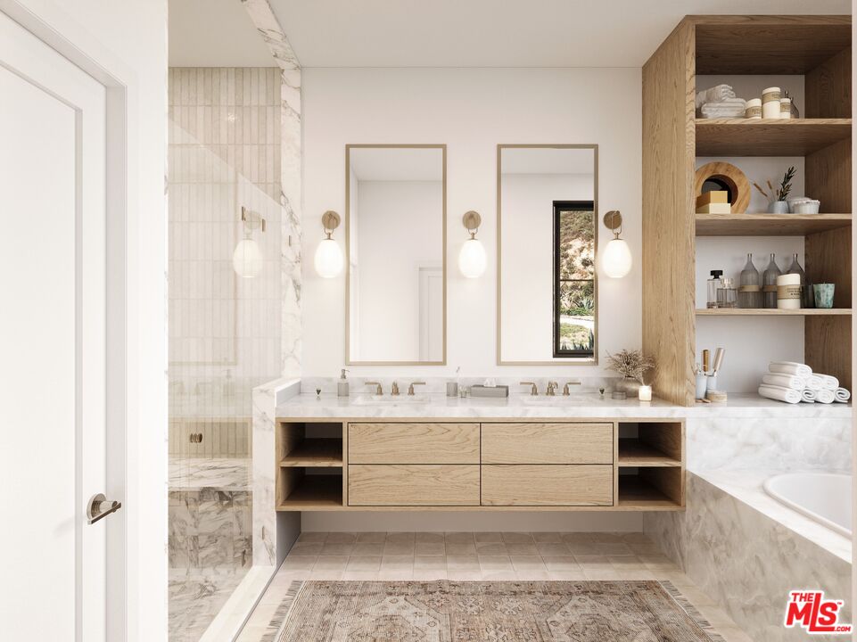 3140 Sumac Ridge Road Malibu, CA 90265 - Photo 10 of 17 a bathroom with a double vanity sink mirror and bathtub