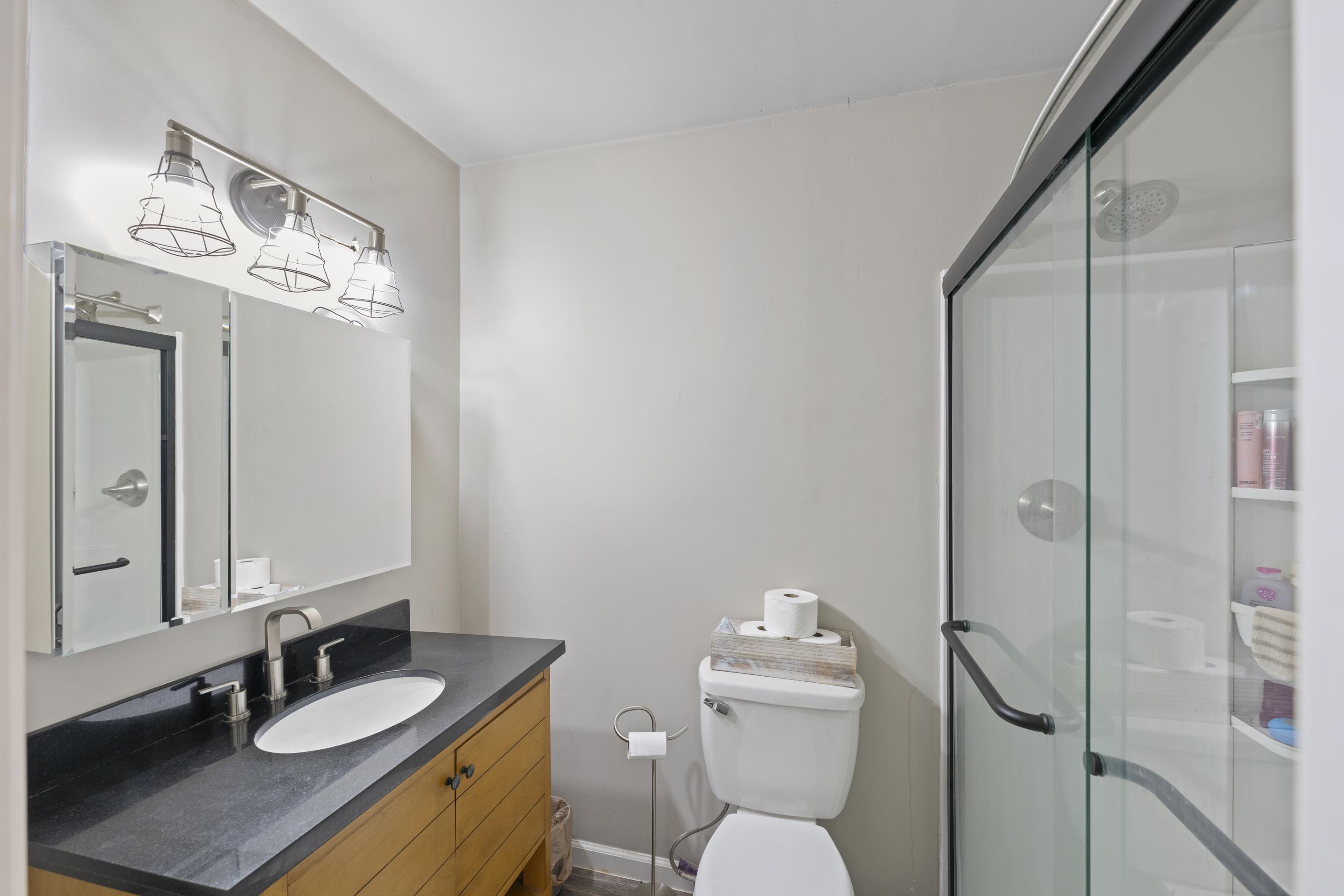 12601 Harrell Road Arlington, TN 38002 - Photo 17 of 40 a bathroom with a granite countertop sink toilet and shower