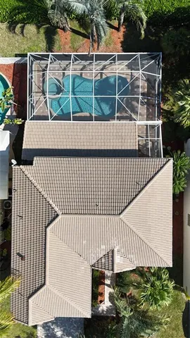 an aerial view of a house