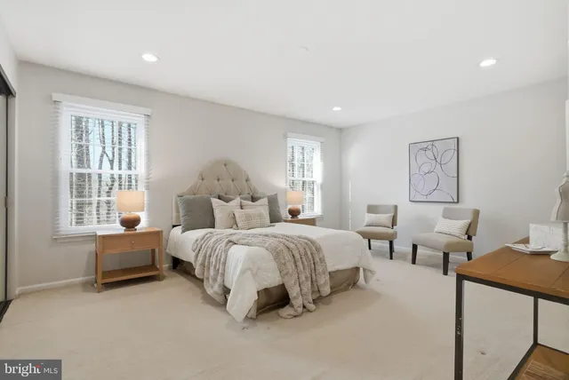 a view of a backyard with large trees