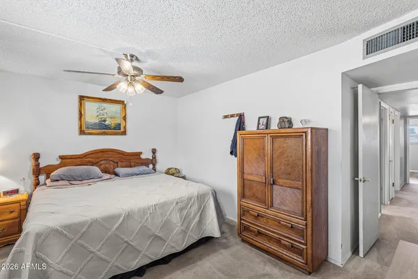 a view of a hallway with workspace