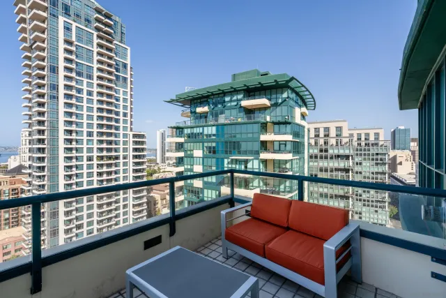 a view of a city with tall buildings