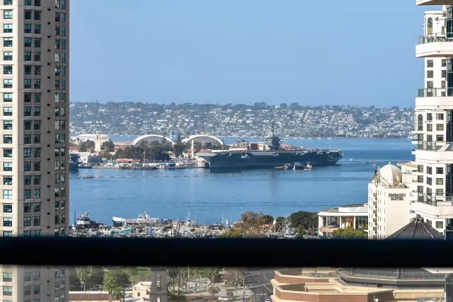 a view of a city with tall buildings