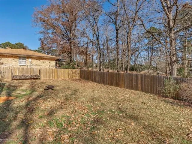 a view of a yard with trees