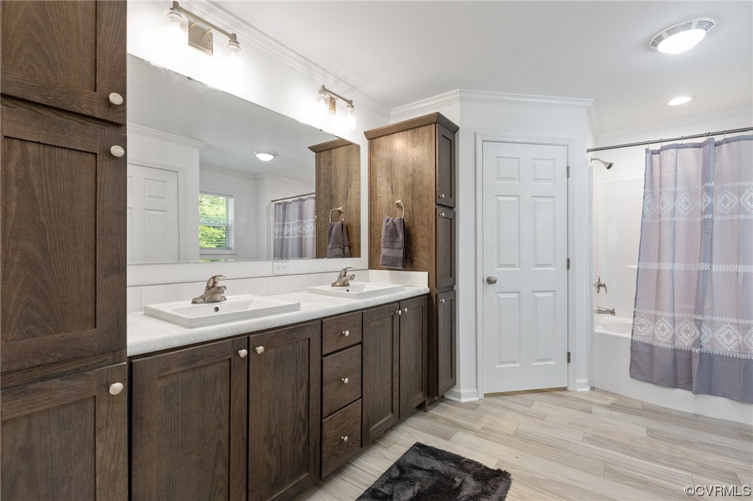 778 Bryants Ford Road Fork Union, VA 23055 - Photo 34 of 50 a bathroom with a double vanity sink and mirror
