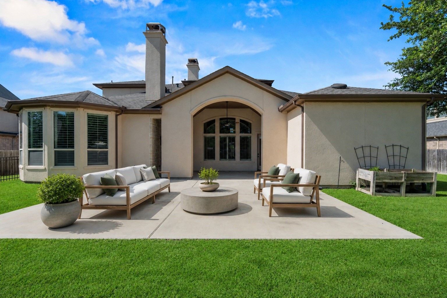 28226 South Firethorne Road Katy, TX 77494 - Photo 28 of 39 The large, fully fenced backyard offers a large green space and a concrete extension, providing a private and versatile canvas for outdoor recreation. Virtually staged.