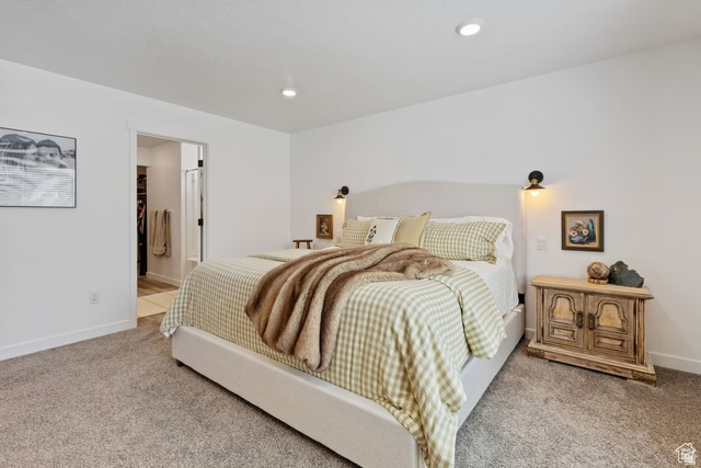 1323 South Raintree Lane Santaquin, UT 84655 - Photo 11 of 23 Carpeted bedroom with ensuite bath and recessed lighting