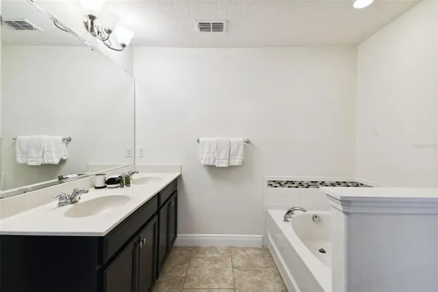 a bathroom with a bathtub