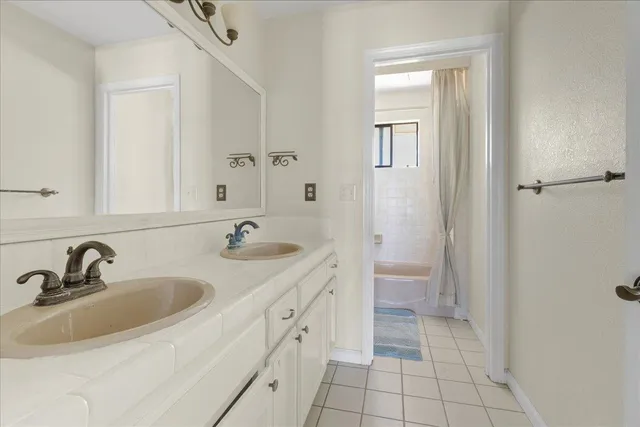 a bathroom with a bathtub