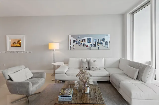 a living room with furniture