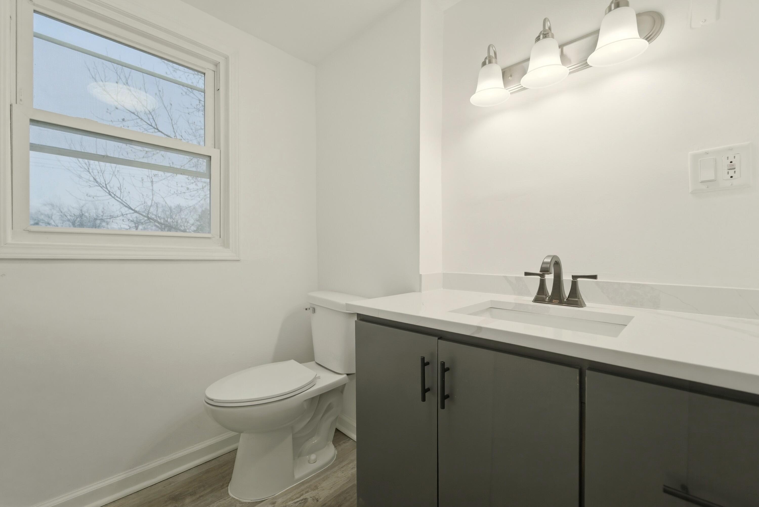 747 North Lafayette Street Griffith, IN 46319 - Photo 18 of 31 a bathroom with a toilet a sink and mirror